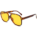Pikkukuva 1 / 3: Retro polarisoidut aurinkolasit naisille ja miehille, ylidimensionoidut vintage 70-luvun pilottiaurinkolasit, suuri kehys, klassinen kaksoissilta, retrolasit Leopard/Yellow