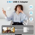 Miniatyrbilde 2 av 5: USB C Adapter 3.5mm Jack med Hurtiglading OTG Adapter, Type C til Aux Splitter Hodetelefon Audio (Hvit)
