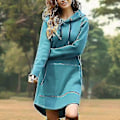 Miniatyrbillede 1 af 5: Lang hættetrøje kjole til kvinder Plus Size Langærmet Hættetrøje Sweatshirt Dame Casual Pullover blue L