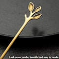 Miniatyrbillede 4 af 5: Små kaffeskeer søde guld blad form mini rustfrit stål espresso skeer til dessert teskeer omrøring blanding ske (gylden) (6stk)