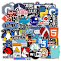 Miniatyrbild 2 av 5: 50 st/set Datordekaler Självhäftande Vattentäta Olika Mönster Stark Klibbighet Skala Och Klistra DIY Graffiti Programmerare Programmering Tematiska Dekaler