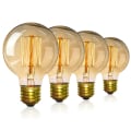 Miniatyrbilde 1 av 5: 4-pakning Vintage Edison lyspærer - Dimbar skruelyspære - Globe lyspærer - Lampe varmt lys 40w G80 E27 220V [Energiklasse A]