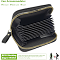 Miniatyrbillede 2 af 7: Kvinde Kreditkort Holder, Lille RFID Blokering Damepung med Rustfrit Stål Lynlås Læder Accordion Pink Punge Etui til Kvinder ID Kompakt 5