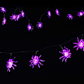 Miniatyrbillede 3 af 5: Halloween Lysstreng, 2m 30 LED Lilla Edderkop Lysstreng Bat
