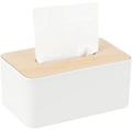 Miniatyrbillede 1 af 6: Servietbeholder med bambus top, rektangulær, plast, 21 * 13 * 9,5 cm, servietdispenser til stue, kontor, bil
