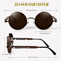 Pikkukuva 3 / 3: Retro pyöreä ympyrä polarisoidut Steampunk aurinkolasit miehille ja naisille UV-suojalla Brown