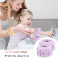 Pikkukuva 3 / 5: Rannepyyhkeet kasvojenpesuun, spa-rannekkeet ja hiuspanta, mikrokuituiset, nopeasti kuivuvat, imukykyiset rannekkeet tytöille, miehille, meikkiin, 6 kpl:n käsivarsinauhasarja Purple+white Set