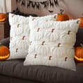 2 stk. pudebetræk 45 x 45 efterårsdekoration græskar, blødt plys sofapudebetræk til stue, Halloween og høstfestival Vit