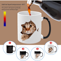 Miniatyrbillede 4 af 6: Varmefølsom kop, sjov kat varmefølsom keramisk kaffekop, 33 cl farveskiftende kaffekop, sød julegavekop