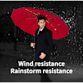 Miniatyrbillede 2 af 6: Mænds Sort Brolly Stærk Vindtæt Dobbeltlags Stor Paraply Robust Kompakt Automatisk Letvægts