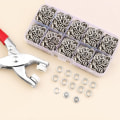 Miniatyrbillede 2 af 5: Trykknapper med værktøj 100 stk 9,5 mm Multifarvet Silver