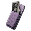 Miniatyrbild 4 av 5: Retro Läder Kortficka Magnetiskt Mobilskal för iPhone 14 Purple