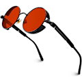 Pikkukuva 1 / 3: Retro pyöreä ympyrä polarisoidut Steampunk aurinkolasit miehille ja naisille UV-suojalla Black/Red