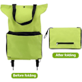 Miniatyrbillede 7 af 7: Foldbar indkøbsvogn, foldbar taske med gummihjul, foldbar trolley, Oxford-stofpose, genanvendelig til supermarked, kapacitet med hjul, grøn Green