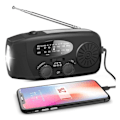 Miniatyrbillede 3 af 5: Nødradio med håndsving, solpaneler, lommelygte, powerbank, SOS 220 Rød Red