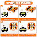 Pikkukuva 5 / 5: Kauko-ohjattava temppuauto, 360 asteen molemminpuolinen pyöriminen, ajovalolla, 2,4 GHz musiikki joululeluauto, sopii 6 7 8 9 10 -vuotiaille pojille orange
