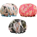 3-pack dubbellager duschmössa vattentät elastisk badmössa för kvinnor dusch spa salong solros Sunflower