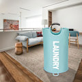 Miniatyrbilde 7 av 8: 90L Stor Vaskeromskurv, Fristående Høy Kleskurv, Sammenleggbar Vaskeripose Light Blue