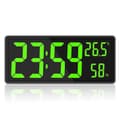 Digital Klocka Stor Display, Stor Digital Väggklocka Med Temperatur Och Luftfuktighet, Digital Väggklocka Med LED-Siffror För Sovrum, Kontor, Tydlig Re green