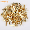Pikkukuva 2 / 4: 100 kpl mini-rannekkeita, messinkiset kiinnikkeet 16 x 8 mm, messinkiset metalliset paperikiinnikkeet askarteluun ja scrapbookingiin gold
