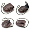 Miniatyrbillede 4 af 5: Læder Urpung Lommeur Holder Med Kæde Lommeur Æske Cover Black Silver chain
