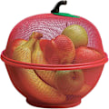 Miniatyrbillede 1 af 5: Frugtkurv i æbleform med låg, bordholder til grøntsager, opbevaringskurv til køkkenvask Red