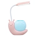 Miniatyrbilde 5 av 5: Søt barnelampe med pennholder, LED skrivebordslampe for barn, snegleformet USB-ladende studentlæring øyebeskyttelseslampe med 360° bøybar justerbar hals pink