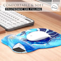 Miniatyrbillede 4 af 6: Ergonomisk musemåtte med håndledsstøtte i memoryskum, komfortabel computermusemåtte til bærbar computer, smertelindrende håndledsstøtte blå bølger Blue Waves