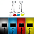 Pikkukuva 5 / 5: Säädettävä LED-paneeli USB-videovalo 5600K 2 LED-valon sarja jalustalla ja värisuodattimilla, sopii valokuva-muotokuviin Youtube-videoihin
