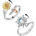 Miniatyrbillede 1 af 5: 2 stk. Angst Ring til Kvinder Sterling Sølv Stemningsringe Butterfly Blomst Fidget Spinner Ring