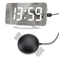 Miniatyrbild 4 av 5: Hög ljudvibrerande väckarklocka för tunga sovande döva vuxna, digital spegelklocka med sängvibrator F