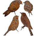 Miniatyrbillede 1 af 4: Rusted Fugle Med Skrue Til At Skrue I Træ, 4 Patina Fugle Havepæle Rust Rustet Havedekoration Egern Rust Dekorativ Træpæl