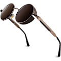Pikkukuva 1 / 3: Retro pyöreä ympyrä polarisoidut Steampunk aurinkolasit miehille ja naisille UV-suojalla Brown