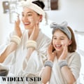 Miniatyrbillede 5 af 5: Håndklæder til håndled til vask af ansigt, spa-håndledsbånd og pandebånd i mikrofiber, hurtigtørrende, absorberende håndledsbånd til piger, mænd, makeup, 6 stk. armbåndssæt Blue+pink Set
