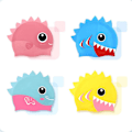 Pikkukuva 2 / 5: Lasten silikoninen uimahattu, sarjakuva-kuvio, pojille 3-12 vuotta, korvasuojilla - Rantahattu Pink Shark