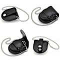 Miniatyrbilde 2 av 5: Lommeurveske i lær med kjede, lommeurholder, lommeuretui Black Silver chain