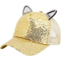 Miniatyrbild 1 av 4: Flickor Pojkar Sparkle Paljetter Baseball Cap Katt Öra Topp Justerbar Solhatt Gold