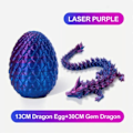Miniatyrbillede 1 af 4: Overraskelses Drageæg Artikulerede Ædelstensdrage Fidget Legetøj - 3D Printet Drage Laser Lilla Laser Purple