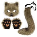 Therian Tassar Mask & Svansset Flickaktig Kattmask Halloweenfestdräkt Brun Brown