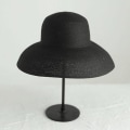 Miniatyrbillede 3 af 4: Kvinde Sommer Solhat Store Skygge Strand Japansk Hepburn Stil Ferie Fold Fisker Cap Temperament Flad, Sort