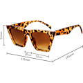 Miniatyrbilde 3 av 5: Motete oversized firkantede cat eye solbriller for kvinner og menn B2473 Leopard