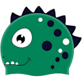 Miniatyrbild 1 av 3: Barn Silikon Simmössa - Dinosauriedesign Silikon Simhatt Flexibel Solskydd Badmössa för Pojkar Flickor, Grön