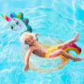 Miniatyrbilde 5 av 7: Unicorn Float Oppblåsbar Bassengring med Glitrende Svømme Sete Båt Svømmebasseng Oppblåsbare Leker Bassengfest Sommerleker
