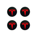 Miniatyrbillede 4 af 4: Velegnet til Tesla Model 3 hjulkapsellogo - sort sort etiket (mat) (fire-pak)