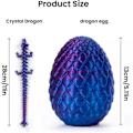 Miniatyrbillede 4 af 4: Overraskelses Drageæg Artikulerede Ædelstensdrage Fidget Legetøj - 3D Printet Drage Laser Lilla Laser Purple