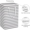 Miniatyrbilde 3 av 5: Stor vaskerikurv-Uavhengig vanntett klesvaskkurv med utvidet håndtak-Sammenleggbar høy vaskekurv Stripe