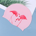 Miniatyrbilde 2 av 4: Silikon svømmehette  Langt hår Ørebeskyttelse Svømmehette for jenter Kvinner Kvinne (Flamingo mønster)