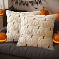 2 stk. pudebetræk 45 x 45 efterårsdekoration græskar, blødt plys sofapudebetræk til stue, halloween og høstfest Beige
