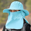 Miniatyrbilde 3 av 3: Dame utendørshatt Camping Fiske Sykling Solbeskyttelse Hatt Cap med Avtakbar Klaff Nakkebeskytter Anti-UV Sky Blue