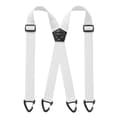 Hängslen för män X-formade - 3,8 cm bred elastisk rem med 4 karbinhakar - Justerbara halkfria hängslen för arbetsbyxor white
